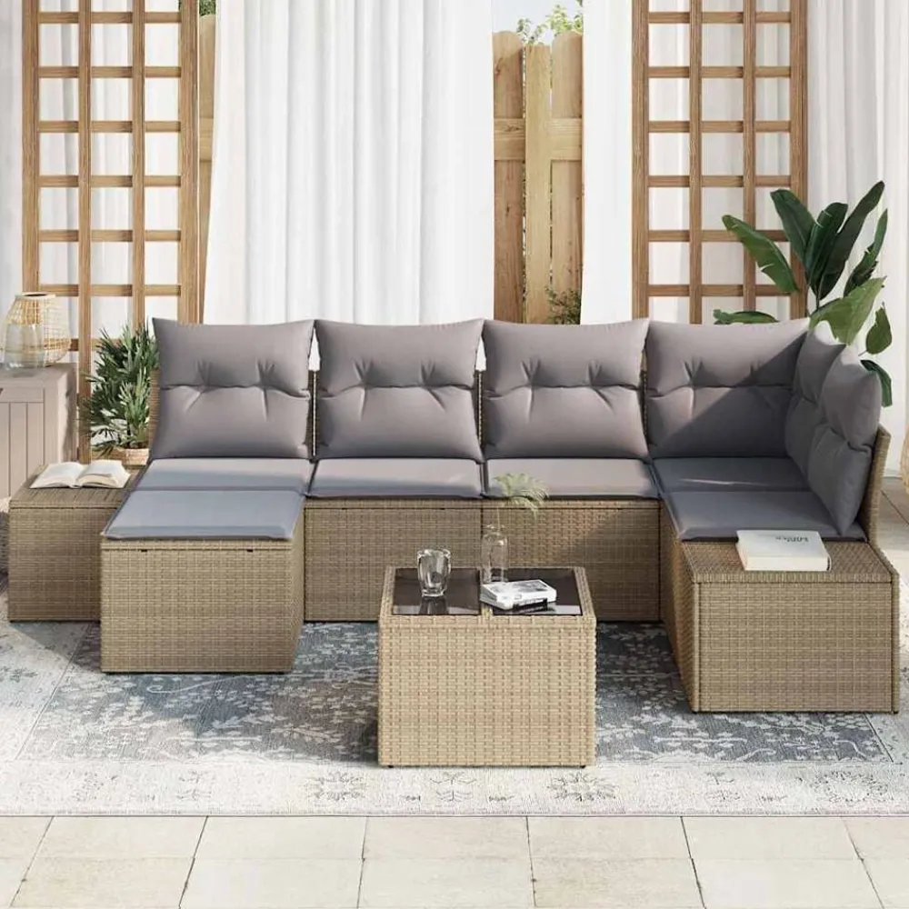 vidaXL Muebles De Jardín-Conjunto de sofá de jardín con cojín 6 pcs