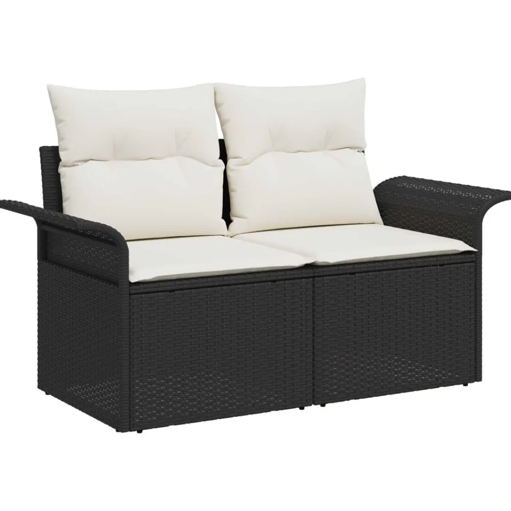 vidaXL Muebles De Jardín-Conjunto de sofá de jardín 5 pcs Negro ratán sintético