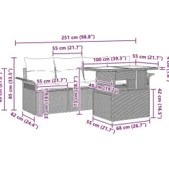 vidaXL Muebles De Jardín-Conjunto de sofá de jardín 5 pcs Negro ratán sintético