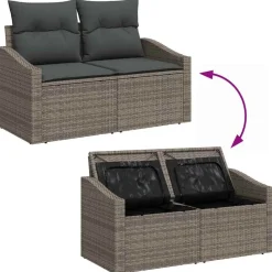 vidaXL Conjunto de sofá de jardín 8 pcs Claro ratán sintético Gris Clearance