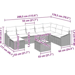 vidaXL Conjunto de sofá de jardín 8 pcs Claro ratán sintético Gris Clearance