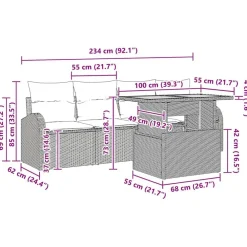vidaXL Muebles De Jardín-Conjunto de sofá de jardín 5 pcs Poliratán