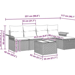 vidaXL Muebles De Jardín-Conjunto de sofá de jardín con cojín 6 pcs Poliratán