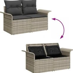 vidaXL Muebles De Jardín-Conjunto de sofá de jardín con cojín 6 pcs Poliratán