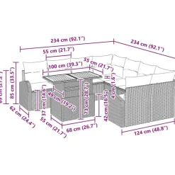 vidaXL Muebles De Jardín-Conjunto de sofá de jardín 11 pcs Poliratán