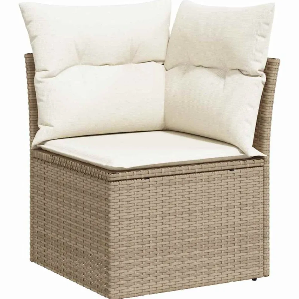 vidaXL Conjunto de sofá de jardín 9 pcs ratán sintético beige y crema Sale