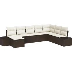 vidaXL Muebles De Jardín-Conjunto de sofá de jardín 8 pcs Marrón y crema ratán sintético