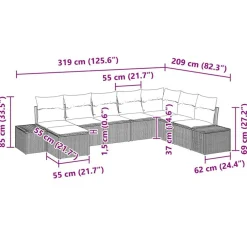 vidaXL Muebles De Jardín-Conjunto de sofá de jardín 8 pcs Marrón y crema ratán sintético