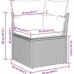 vidaXL Muebles De Jardín-Conjunto de sofá de jardín 8 pcs Marrón y crema ratán sintético