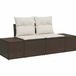 vidaXL Muebles De Jardín-Conjunto de sofá de jardín 8 pcs Marrón y crema ratán sintético