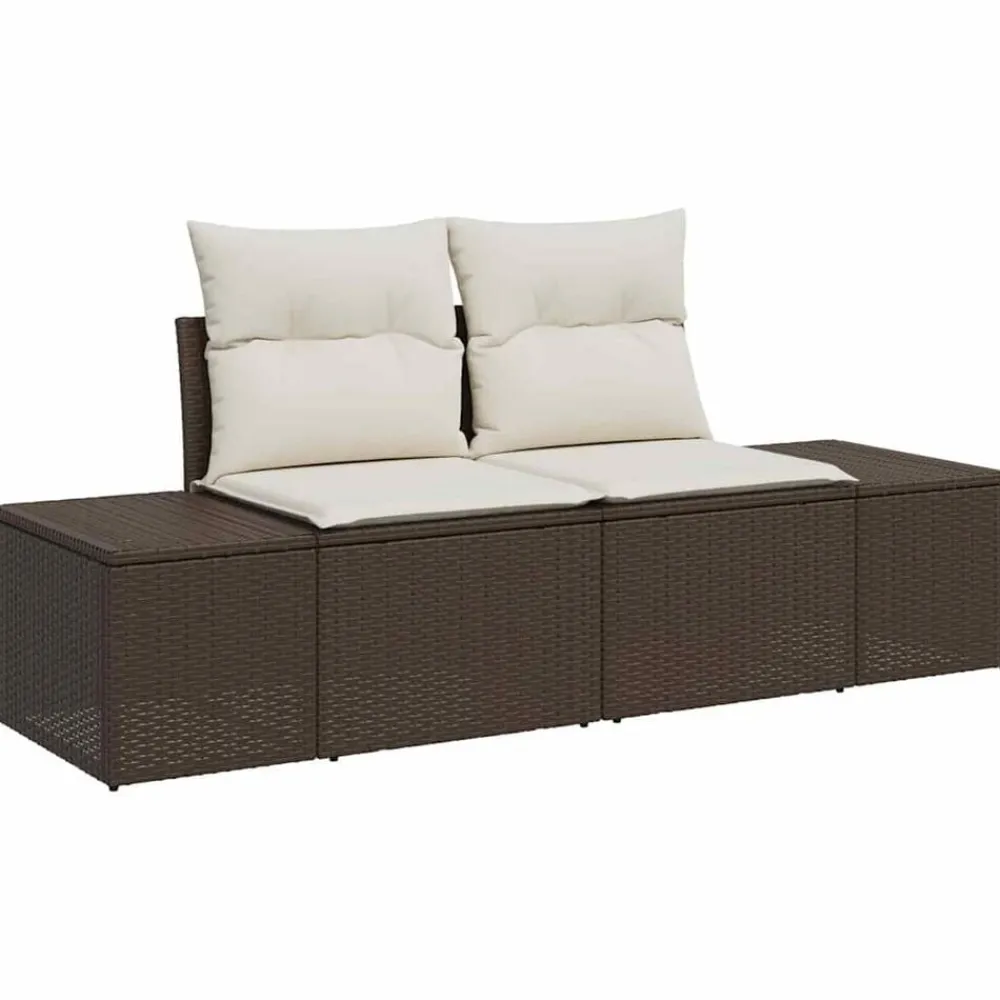 vidaXL Muebles De Jardín-Conjunto de sofá de jardín 8 pcs Marrón y crema ratán sintético