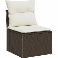 vidaXL Muebles De Jardín-Conjunto de sofá de jardín 8 pcs Marrón y crema ratán sintético
