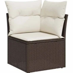 vidaXL Muebles De Jardín-Conjunto de sofá de jardín 8 pcs Marrón y crema ratán sintético