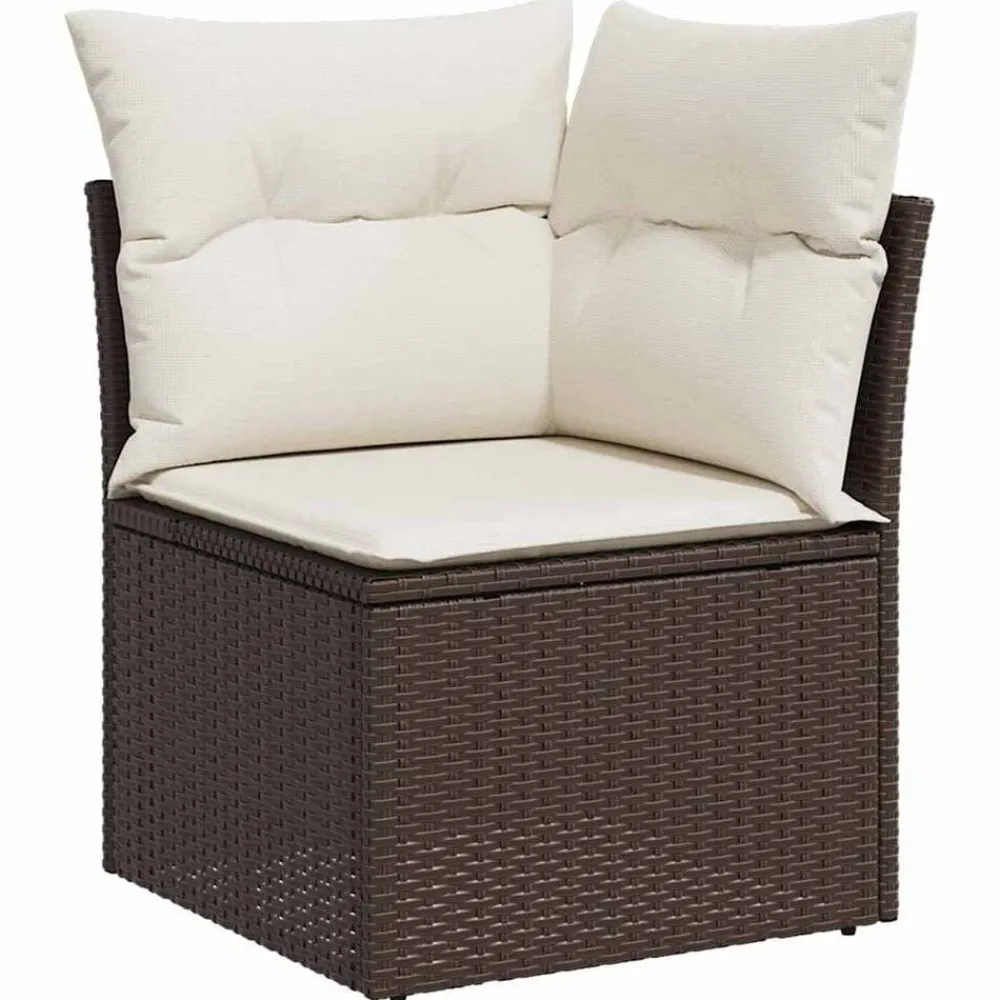 vidaXL Muebles De Jardín-Conjunto de sofá de jardín 8 pcs Marrón y crema ratán sintético
