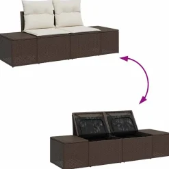 vidaXL Muebles De Jardín-Conjunto de sofá de jardín 8 pcs Marrón y crema ratán sintético