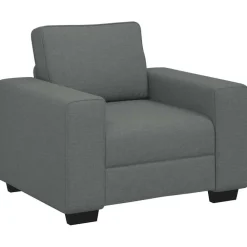 vidaXL Conjunto de sofá de 3 piezas con cojines de tela Gris oscuro New