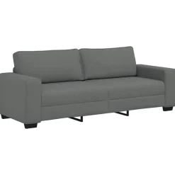 vidaXL Conjunto de sofá de 3 piezas con cojines de tela Gris oscuro New