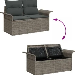 vidaXL Muebles De Jardín-Conjunto de sofá de jardín con cojín 7 pcs Poliratán