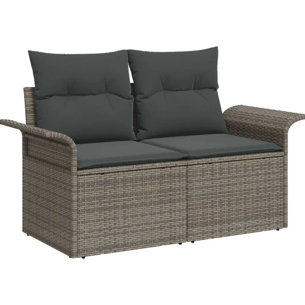 vidaXL Muebles De Jardín-Conjunto de sofá de jardín con cojín 7 pcs Poliratán