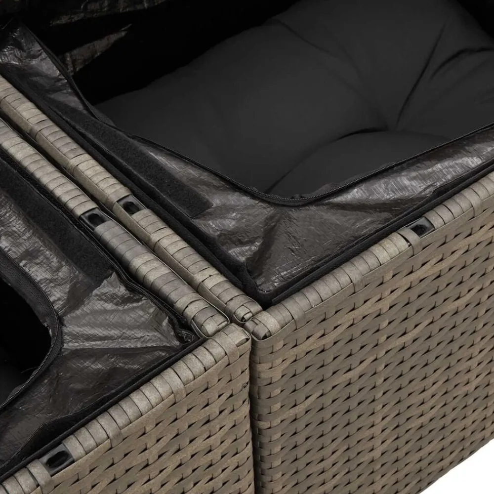 vidaXL Muebles De Jardín-Conjunto de sofá de jardín con cojín 7 pcs Poliratán