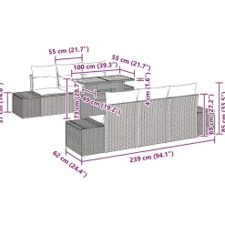 vidaXL Muebles De Jardín-Conjunto de sofá de jardín 8 pcs Beige Poliratán