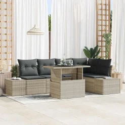 vidaXL Conjunto de sofá de jardín con cojín 6 pcs Poliratán Gris claro Sale
