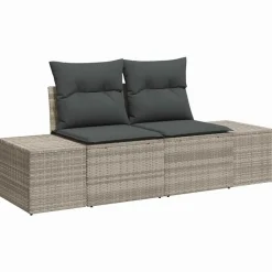 vidaXL Conjunto de sofá de jardín con cojín 6 pcs Poliratán Gris claro Sale