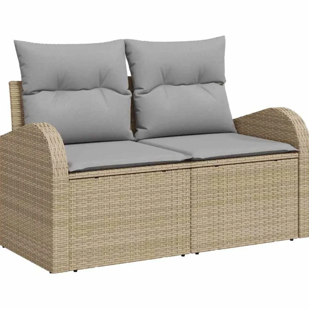 vidaXL Muebles De Jardín-Conjunto de sofá de jardín 7 pcs Beige Poliratán