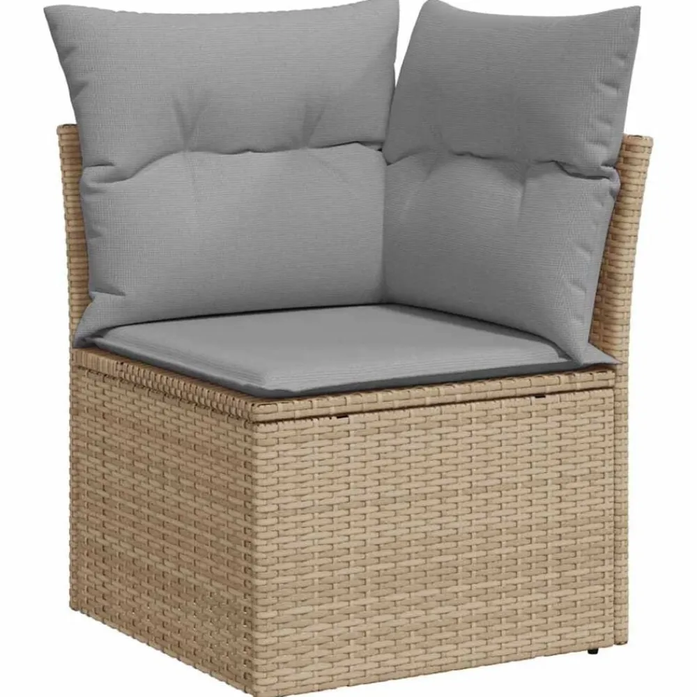 vidaXL Muebles De Jardín-Conjunto de sofá de jardín 7 pcs Beige Poliratán