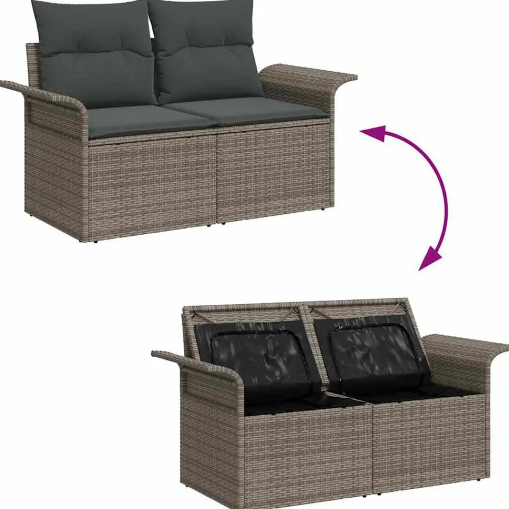 vidaXL Conjunto de sofá de jardín 6 pcs Poliratán Gris Sale