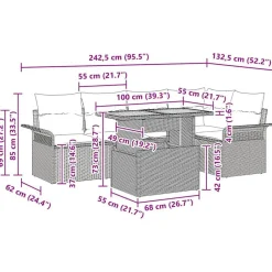 vidaXL Conjunto de sofá de jardín 6 pcs Poliratán Gris Sale