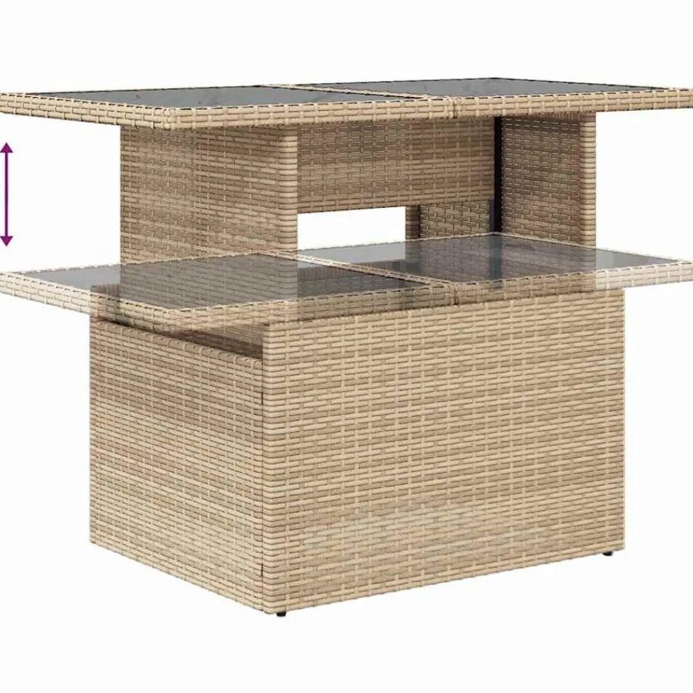 vidaXL Muebles De Jardín-Conjunto de sofá de jardín con cojín 7 pcs Beige Poliratán