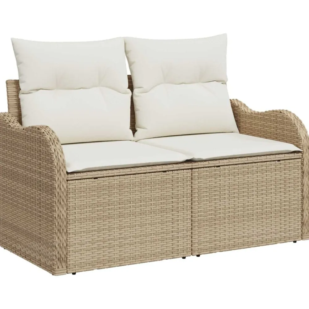 vidaXL Muebles De Jardín-Conjunto de sofá de jardín 10 pcs Beige Poliratán