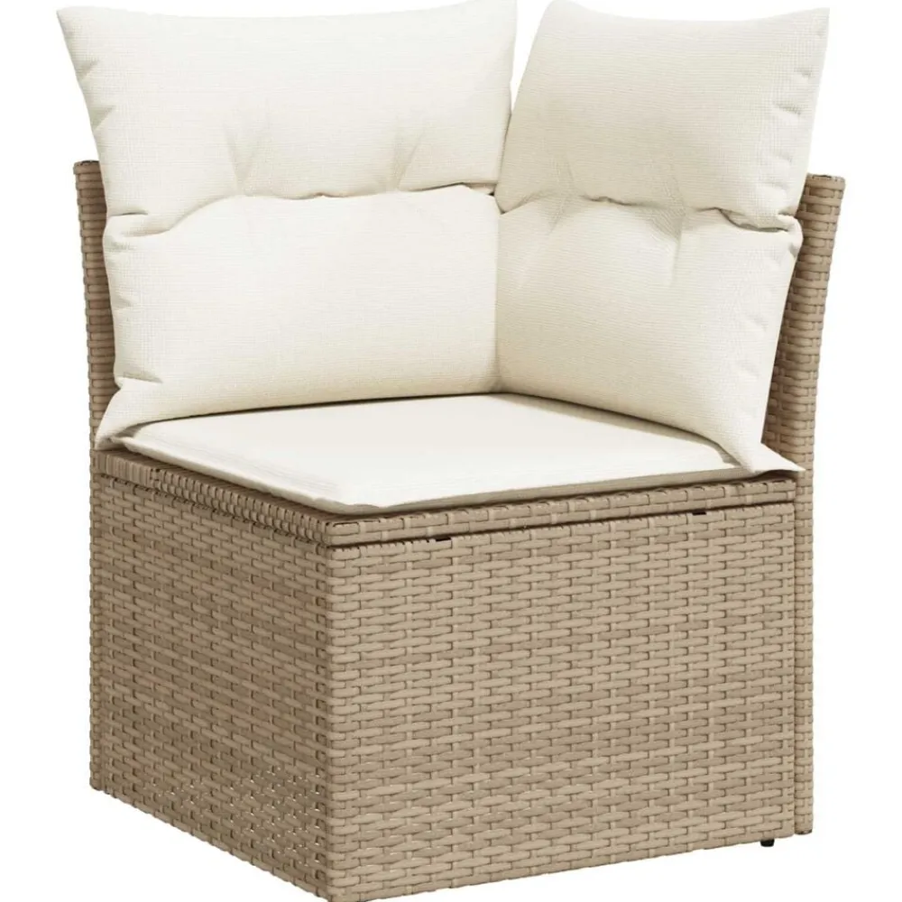 vidaXL Muebles De Jardín-Conjunto de sofá de jardín 10 pcs Beige Poliratán