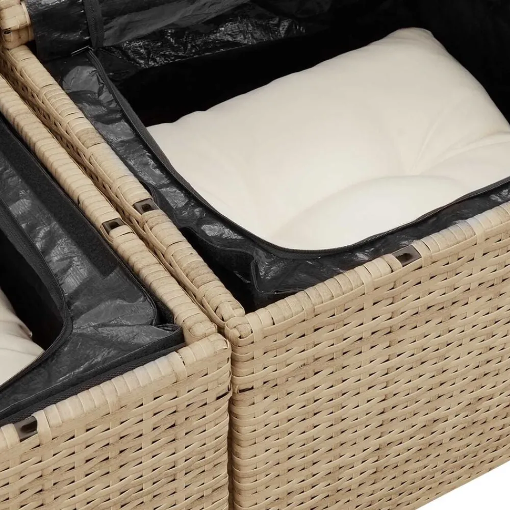 vidaXL Muebles De Jardín-Conjunto de sofá de jardín 10 pcs Beige Poliratán