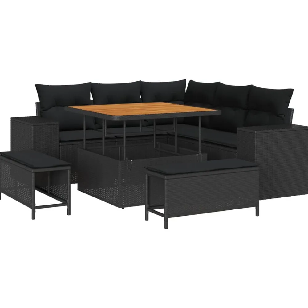 vidaXL Muebles De Jardín-Conjunto de sofá de jardín 8 pcs ratán sintético