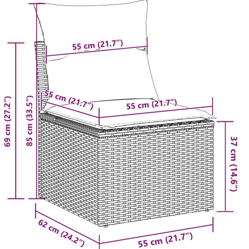 vidaXL Muebles De Jardín-Conjunto de sofá de jardín 8 pcs ratán sintético