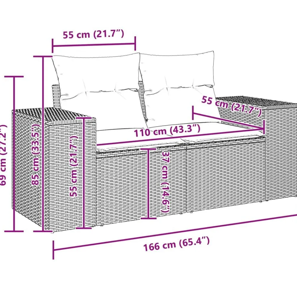 vidaXL Muebles De Jardín-Conjunto de sofá de jardín 8 pcs ratán sintético
