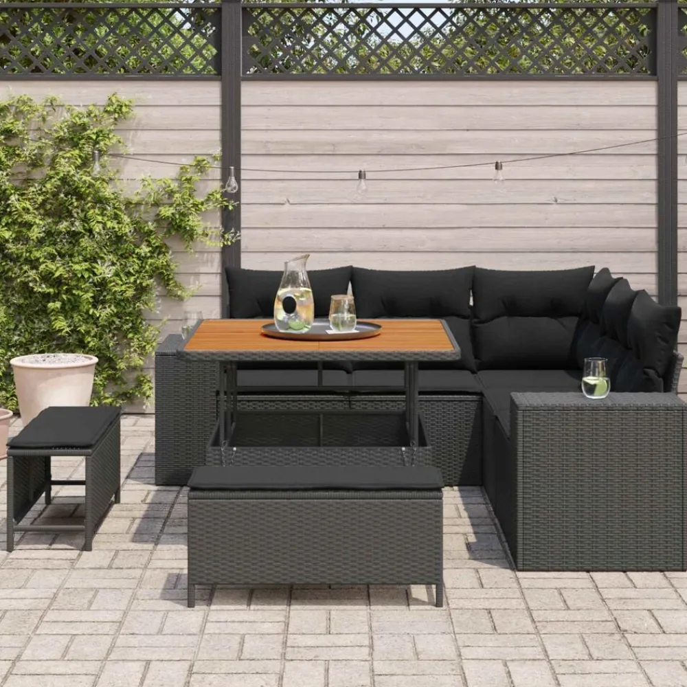 vidaXL Muebles De Jardín-Conjunto de sofá de jardín 8 pcs ratán sintético