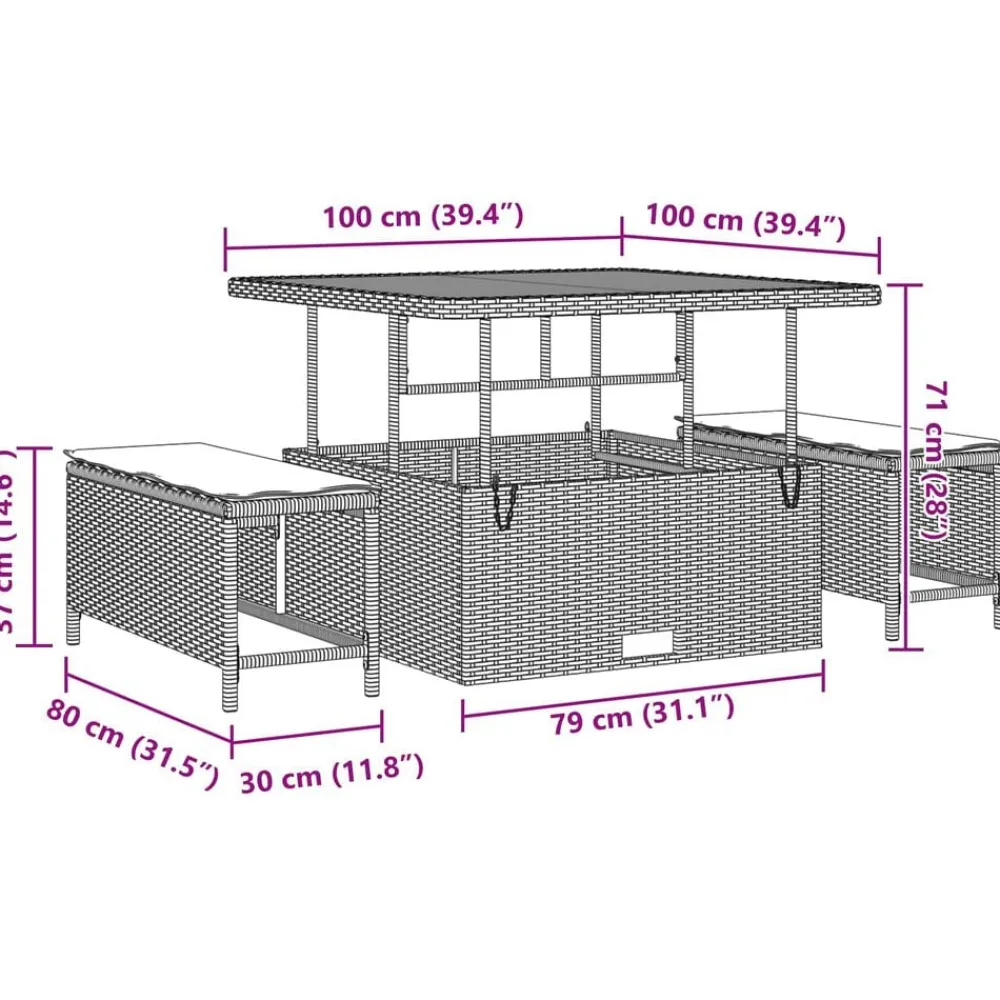 vidaXL Muebles De Jardín-Conjunto de sofá de jardín 8 pcs ratán sintético