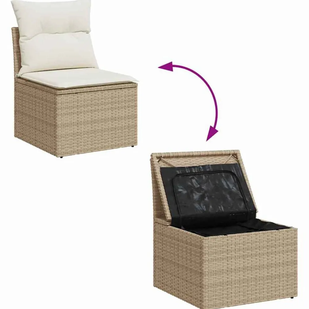 vidaXL Muebles De Jardín-Conjunto de sofá de jardín 6 pcs Beige Poliratán