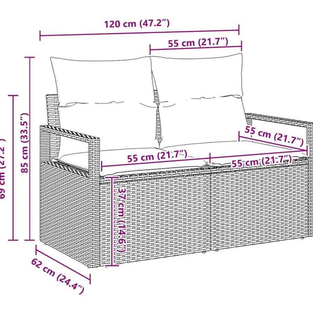 vidaXL Muebles De Jardín-Conjunto de sofá de jardín 6 pcs Beige Poliratán