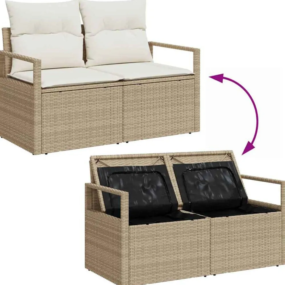 vidaXL Muebles De Jardín-Conjunto de sofá de jardín 6 pcs Beige Poliratán