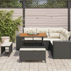 vidaXL Conjunto de sofá de jardín 8 pcs ratán sintético Negro Best