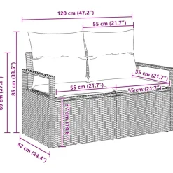 vidaXL Conjunto de sofá de jardín 9 pcs Beige Poliratán Beige y blanco Outlet