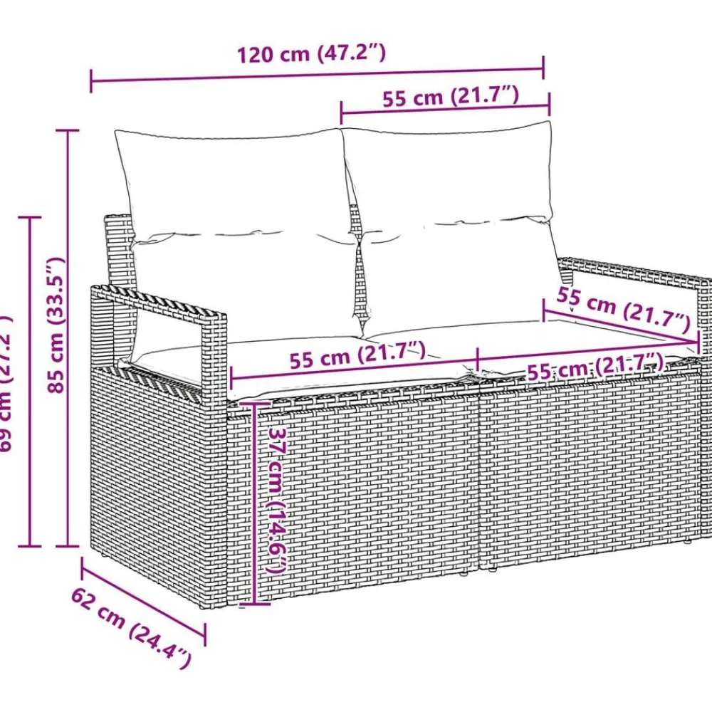 vidaXL Conjunto de sofá de jardín 9 pcs Beige Poliratán Beige y blanco Outlet