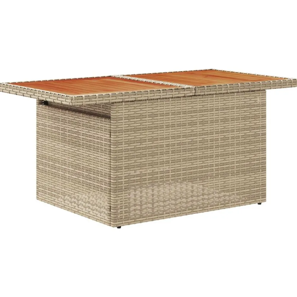 vidaXL Conjunto de sofá de jardín 9 pcs Beige Poliratán Beige y blanco Outlet