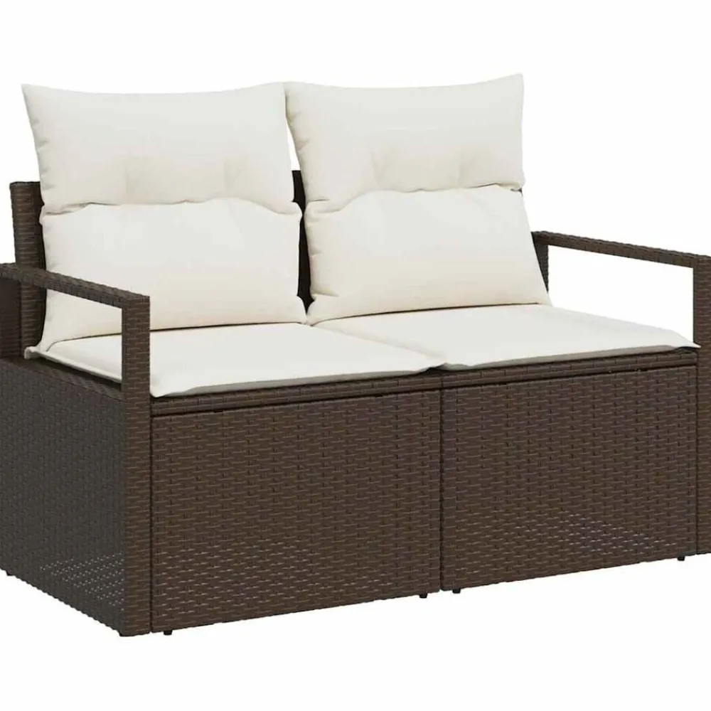 vidaXL Muebles De Jardín-Conjunto de sofá de jardín con cojín 7 pcs Marrón Poliratán