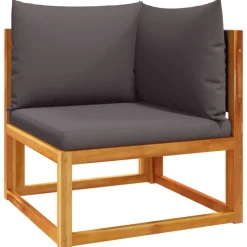 vidaXL Conjunto de sofá de jardín de 5 piezas con cojines de madera de acacia y ratán Gris Best
