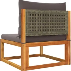 vidaXL Conjunto de sofá de jardín de 5 piezas con cojines de madera de acacia y ratán Gris Best